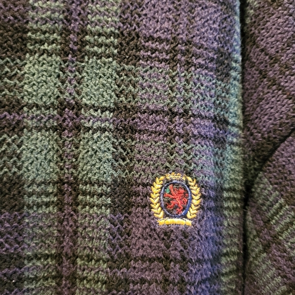 Vintage Tommy Hilfiger Crew Neck Blue & Green Plaid Mens Sweater Size Large - Picture 5 of 5